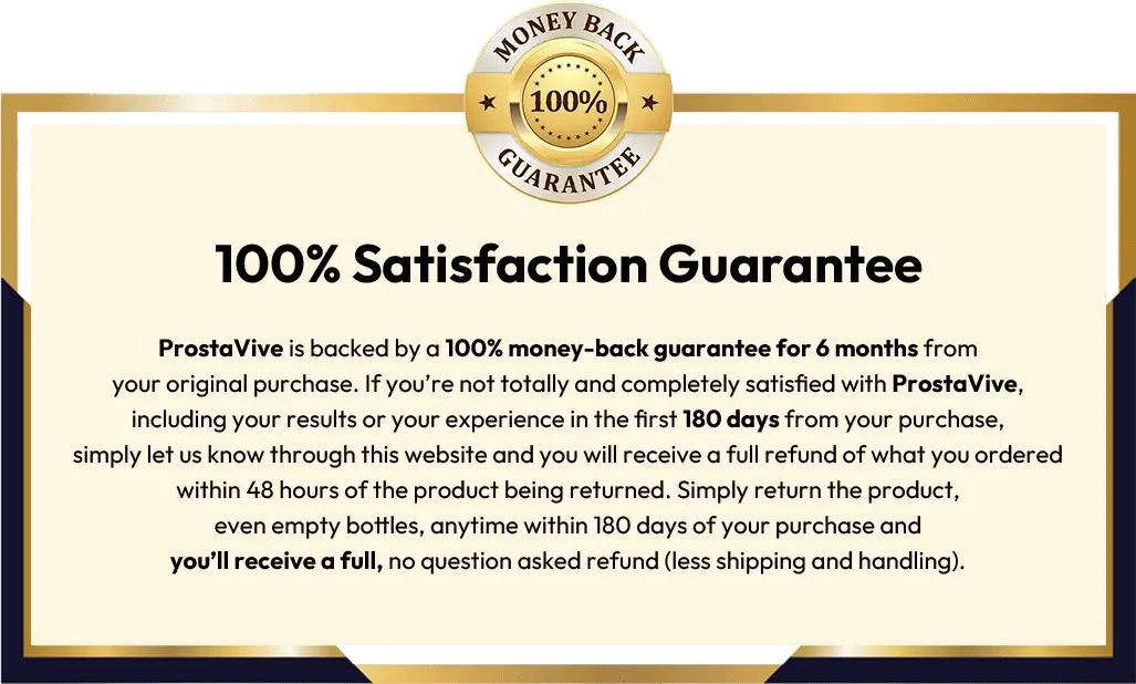 ProstaVive 180 days money-back-guarantee